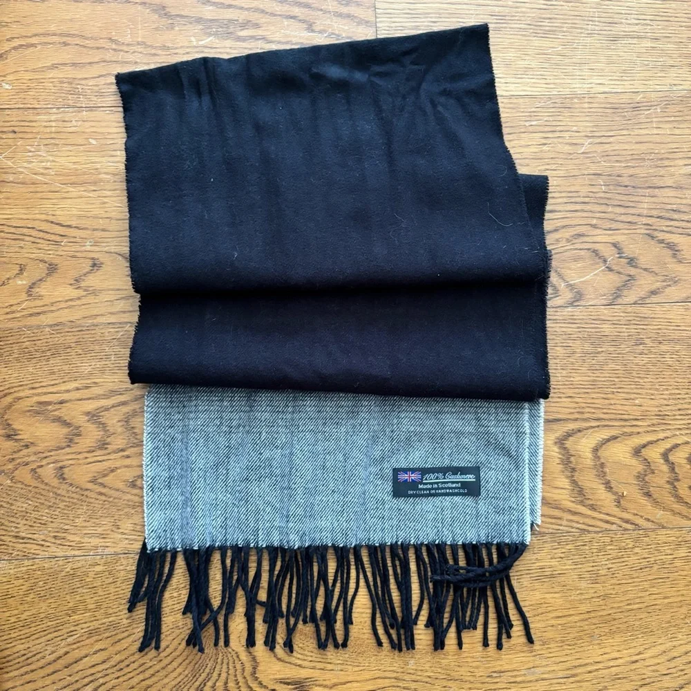 100% Cashmere Scarf | Black and Gray